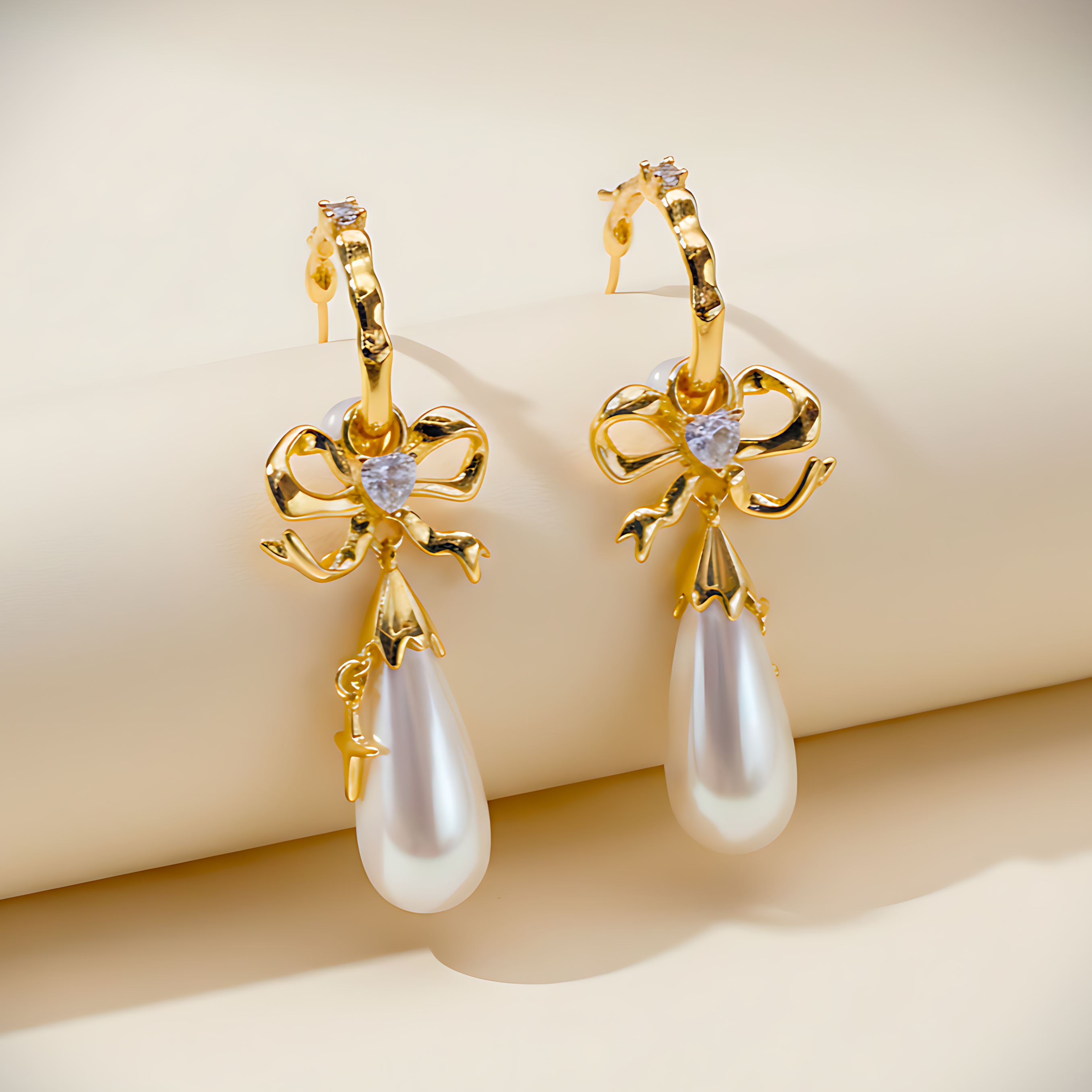 Bow Pearl Drop Earrings