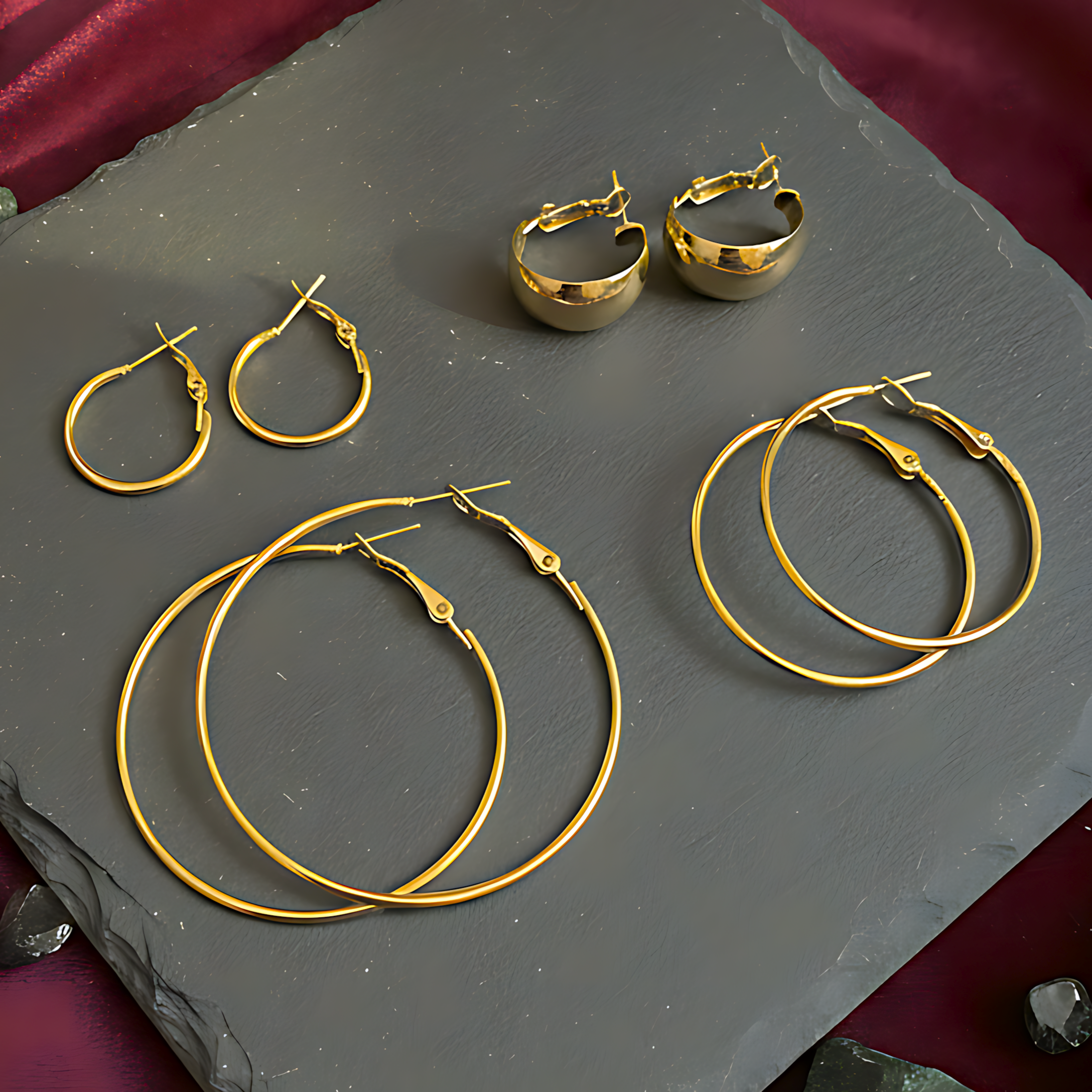 Classic Gold Hoop Earrings Combo ( Set of 4 Pair)