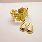 Floral Cuff Bracelet & Stud Earrings Combo Set