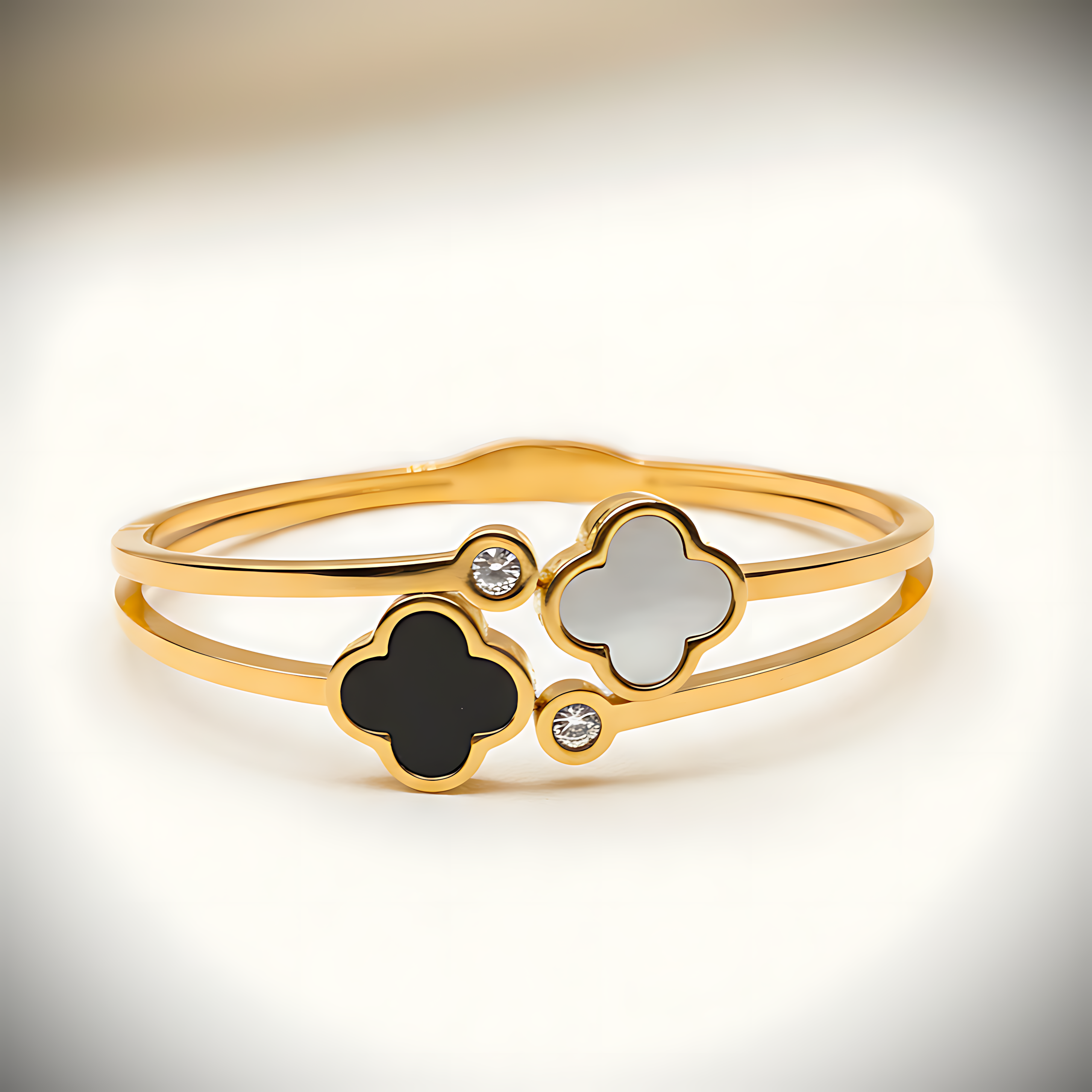 Black & White Clover Bangle