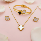 Clover Necklace & Earring Set With Clover Bracelet