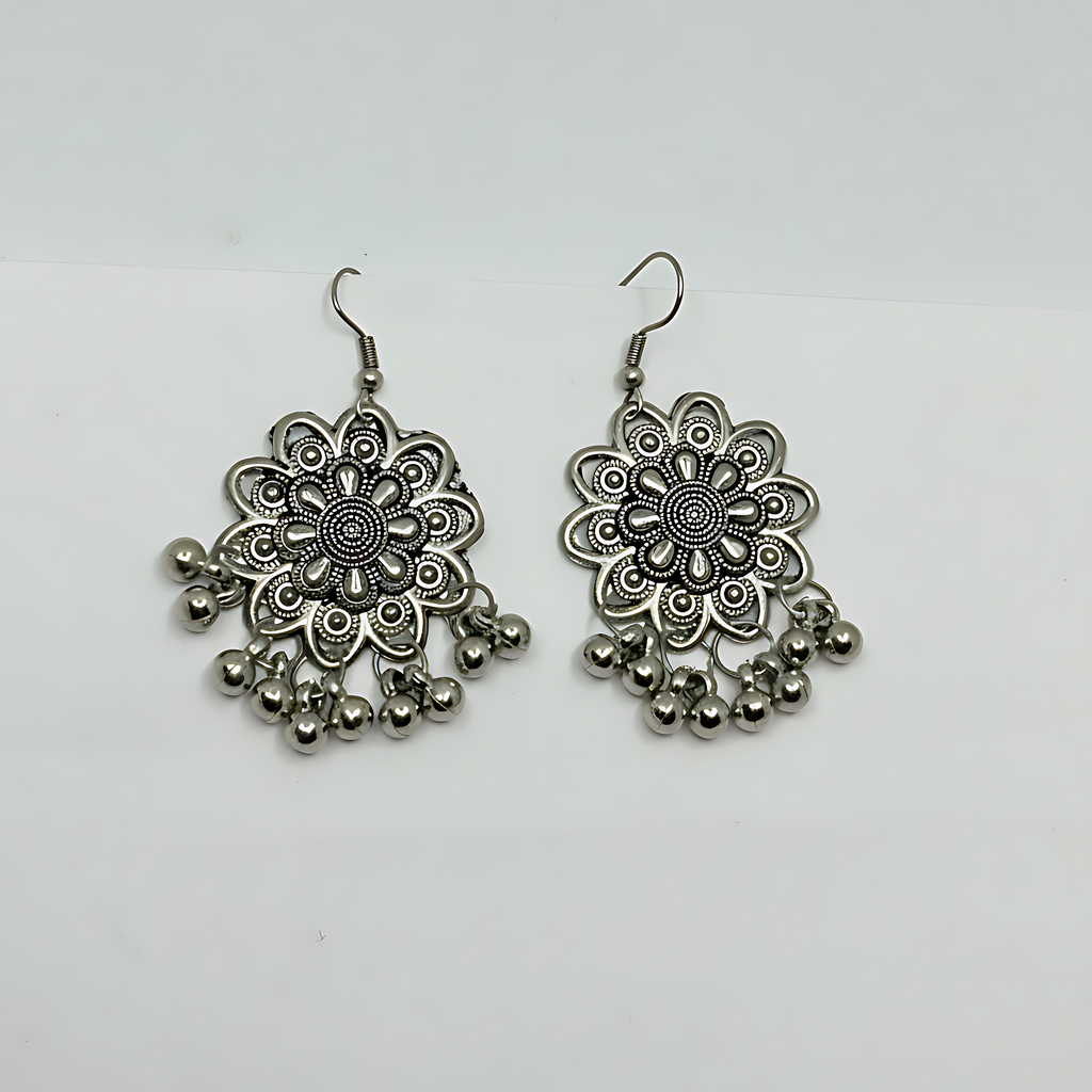 Oxidised Mirror Work Necklace Set