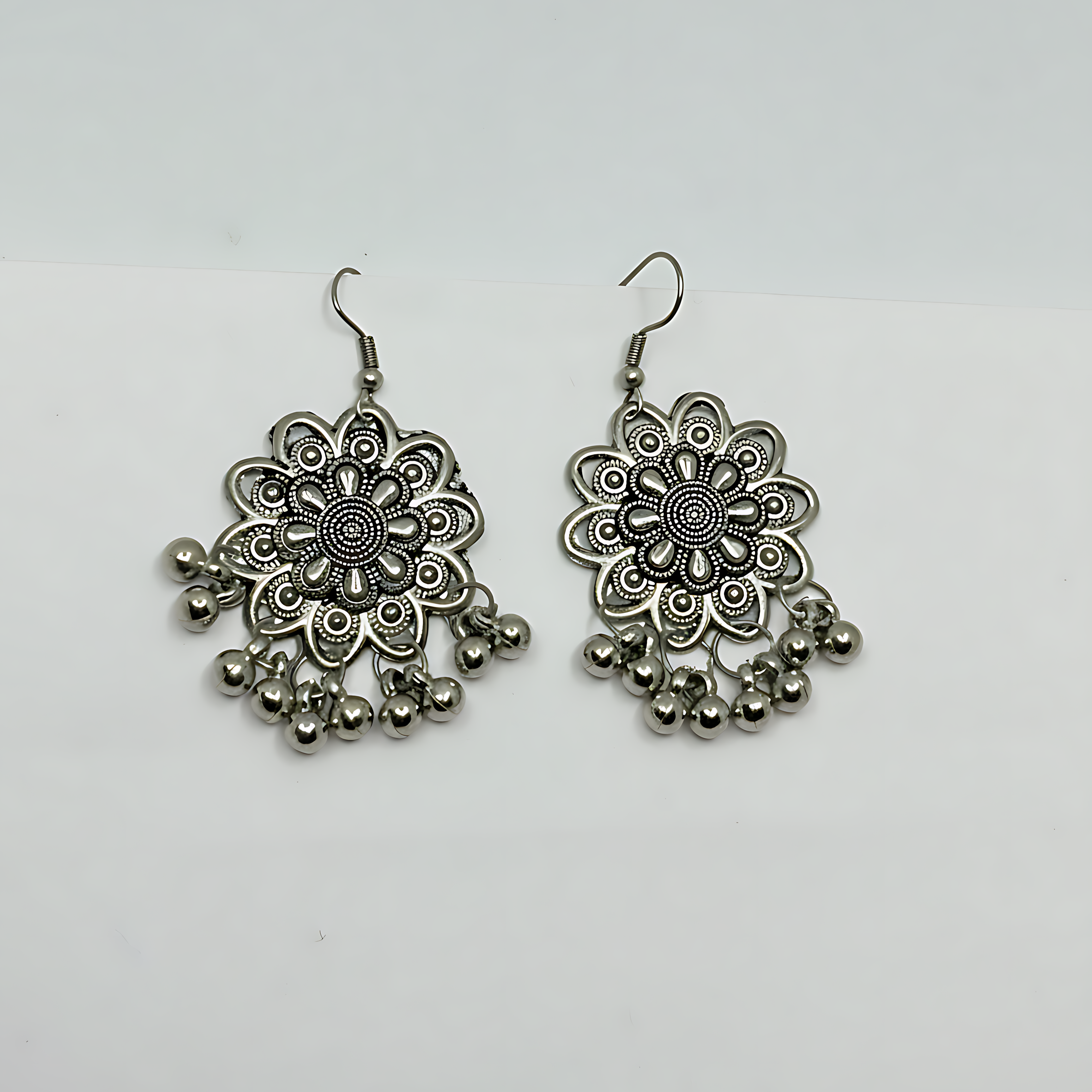Oxidised Mirror Work Necklace Set