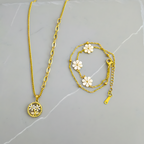 Blossom Necklace & Daisy Charm Bracelet Combo Set