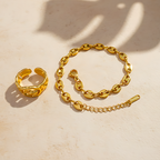 Golden Link Bracelet & Gucci Inspired Ring Combo Set