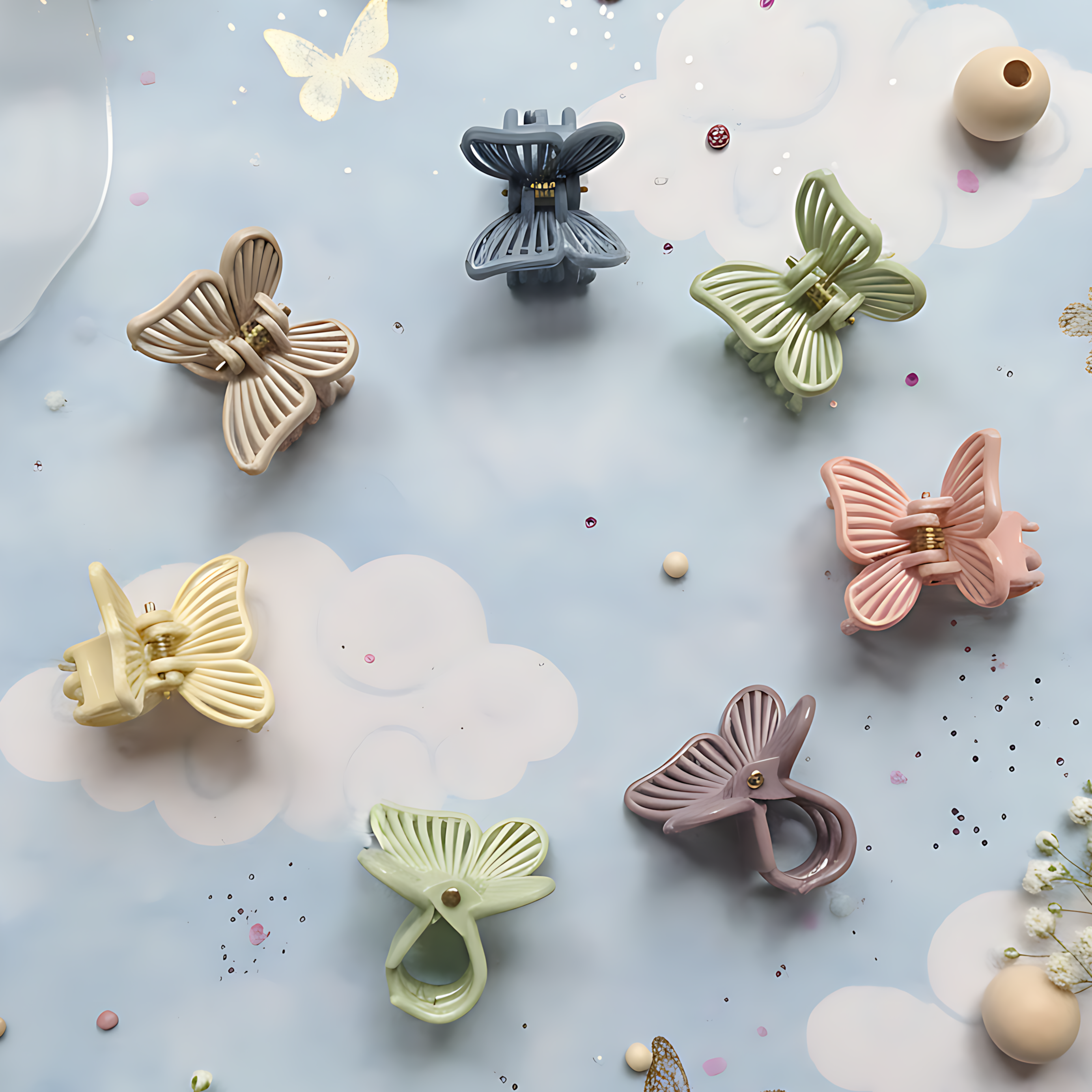 6 Butterfly Hair Clip Set