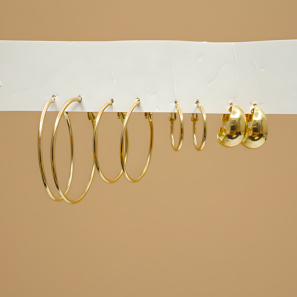 Classic Gold Hoop Earrings Combo ( Set of 4 Pair)