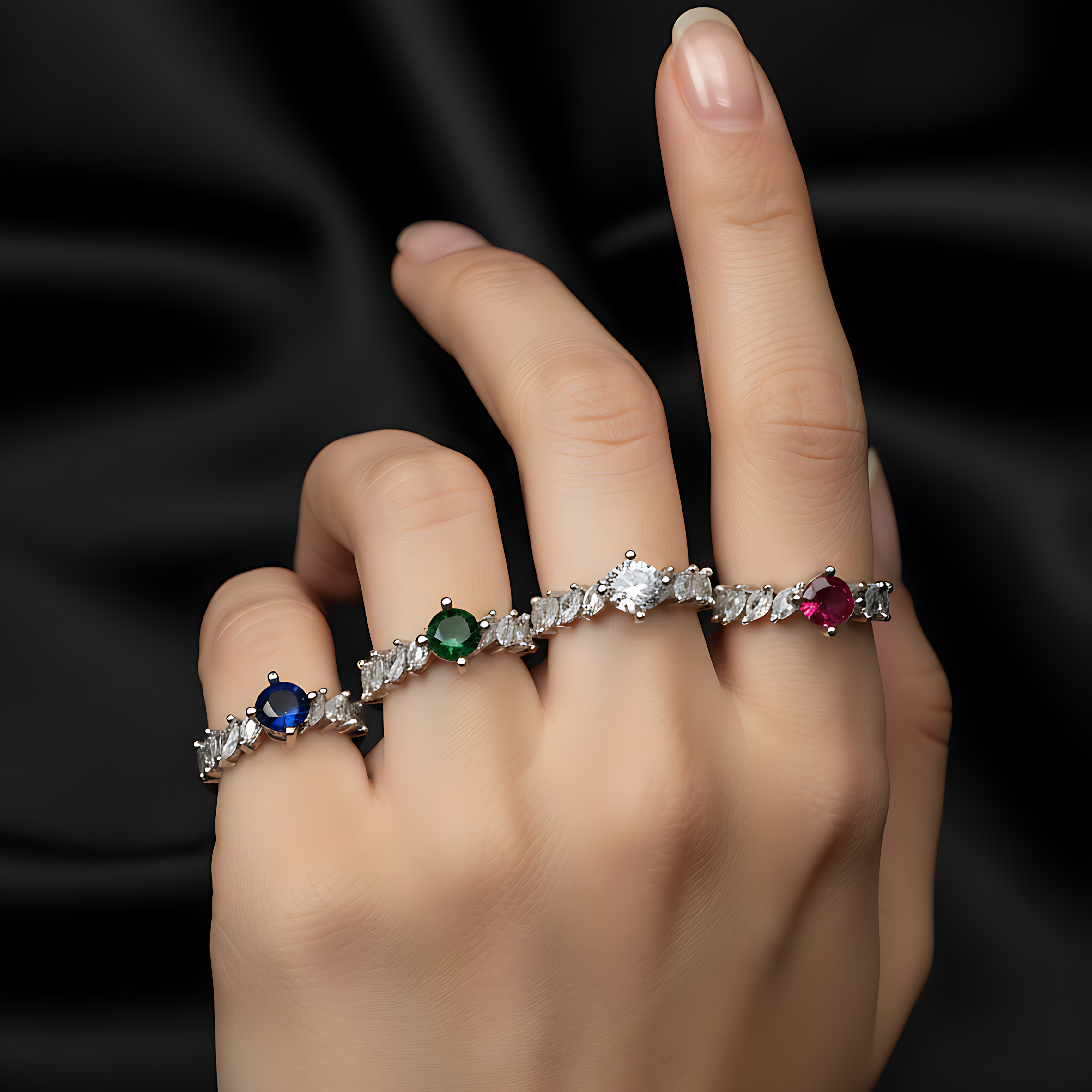 AD Stone Crown Ring